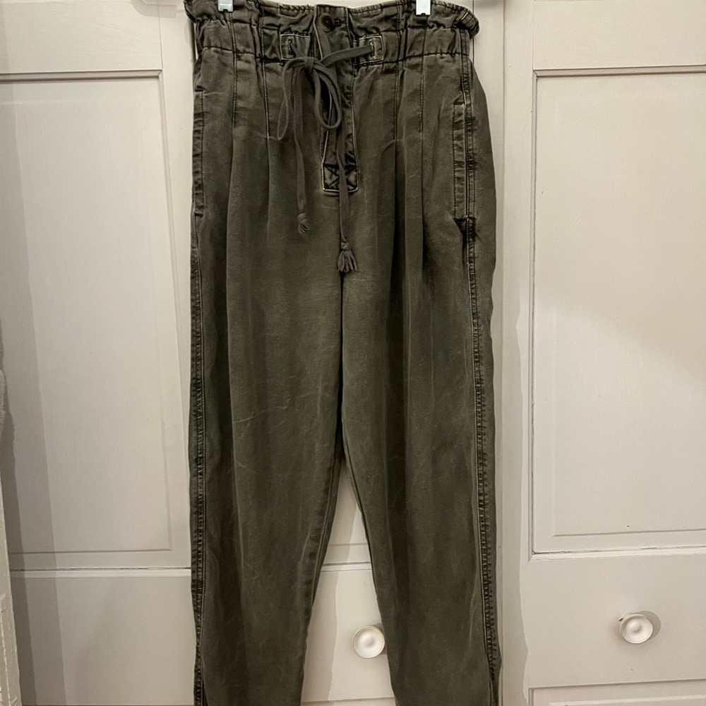 Women’s Free People High Waisted Olive Green Drawstring Pants